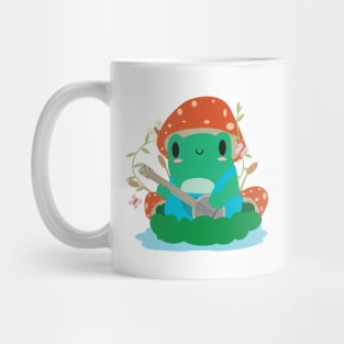 Cottagecore Aesthetic Frog Playing Banjo Mushroom Hat Kawaii Mug